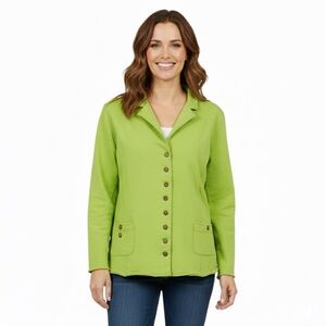 White Lotus Green Blazer Button Up Top Size Large